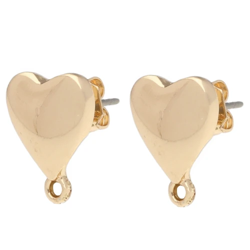 Orecchini a cuore 14x11 mm con anello chiuso - Dorato x2