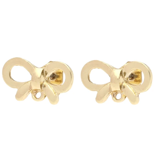 Orecchini perno 8,5x15 mm con anello chiuso - Dorato x2