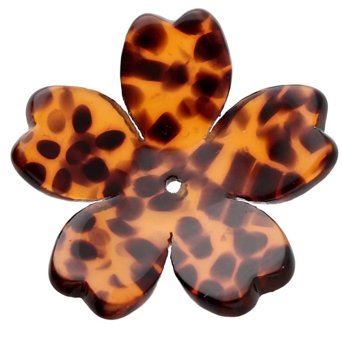 Pendente a forma di fiore in acetato da 25 mm - Terrazzo Brown - Nero x1