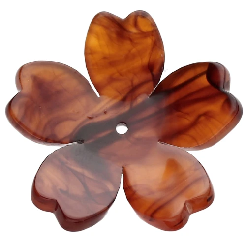 Pendente a forma di fiore in acetato da 25 mm - Marrone scuro marmorizzato x1