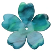 Pendente a forma di fiore in acetato da 25 mm - Blu anatra marmorizzato - Verde anice x1