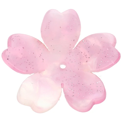 Pendente a fiore in acetato da 25 mm - Rosa marmorizzato - Brillantini bianchi perlati x1