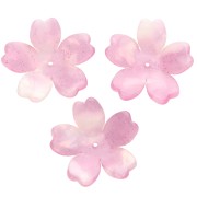 Pendente a fiore in acetato da 25 mm - Rosa marmorizzato - Brillantini bianchi perlati x1