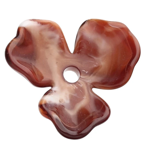 Pendente a forma di fiore in acetato da 23,5 mm - Marmo cioccolato x1
