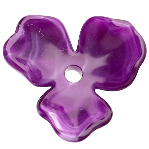 Pendente a forma di fiore in acetato da 23,5 mm - Marmo viola scuro x1