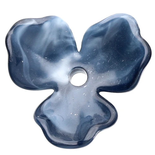 Pendente a forma di fiore in acetato da 23,5 mm - Marmo blu scuro x1