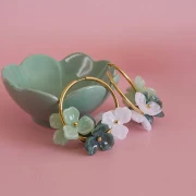 Pendente a forma di fiore in acetato da 23,5 mm - Marmo blu scuro x1