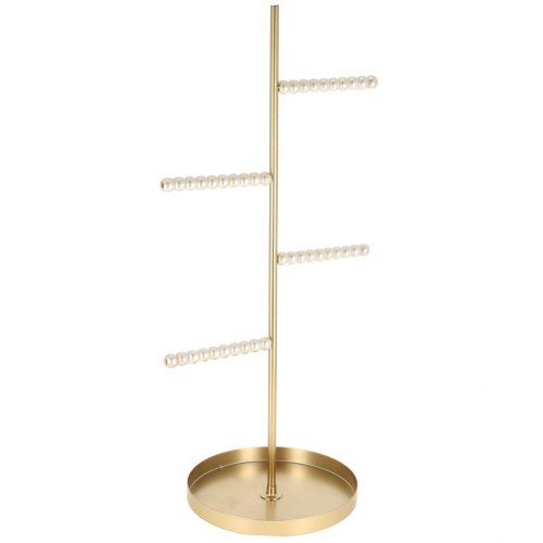 Portagioie - Espositore per bracciali e collane 35x17 cm con perle in ABS - Bianco