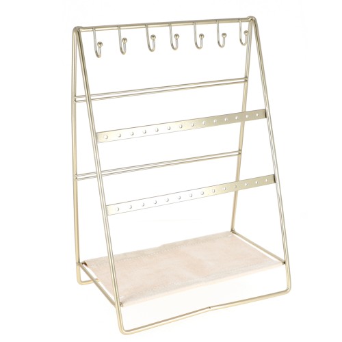 Portagioie - Espositore per gioielli 30x20,5 cm in metallo Dorato e camoscio Beige x1