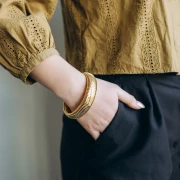 Bracciale in perle da 68 mm - larghezza 20 mm - acciaio inossidabile 304 Dorato x1