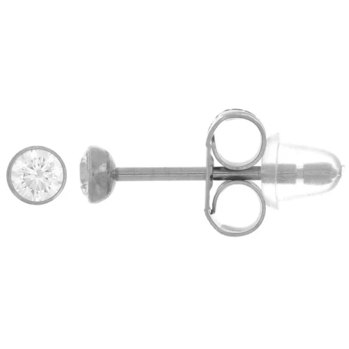 Orecchini tondi perno da 3 mm con ossido di zirconio - acciaio inossidabile 304 x2