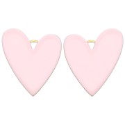 Pendenti a forma di cuore 38x30 mm con resina epossidica - Acciaio inossidabile 304 Dorato - Rosa x2|raw }}