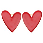 Pendenti a cuore 38x30 mm in resina epossidica - Acciaio inossidabile 304 Dorato - Rosso x2