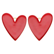 Rosso - Pendentifs coeur 38x30 mm avec résine époxy - Acier inoxydable 304 Doré - Rouge x2 Pendentifs coeur 38x30 mm avec résine époxy - Acier inoxydable 304 Doré - Rouge x2