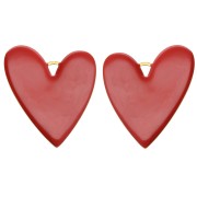 Pendenti a forma di cuore 38x30 mm con resina epossidica - Acciaio inossidabile 304 Dorato - Brick x2