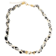 Collier tressé cordon et chaîne en acier inoxydable 304 Doré Blanc Gris x42 cm