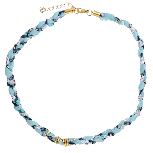 Collana intrecciata in acciaio inox 304 Dorato - Blu - Grigio x40 cm