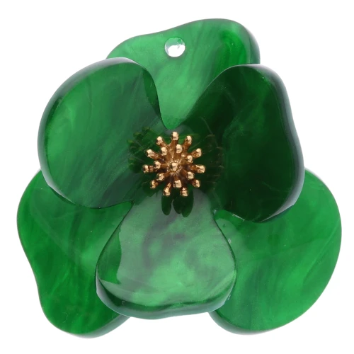 Pendenti a forma di fiore in rilievo in acrilico e acciaio inossidabile da 40 mm - Verde marmorizzato x2