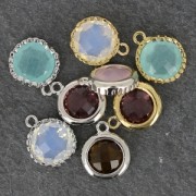 Ciondolo perla sfaccettata mm. 12 rodiato/Light Smoked Topaz x1