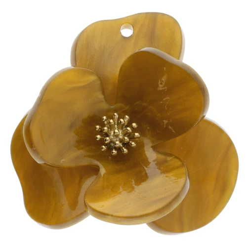 Pendenti a fiore in rilievo 40 mm in Acrilico Acciaio inossidabile Dorato Marmorizzato x2