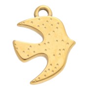 Ciondolo a forma di uccello inciso 20x16 mm - Acciaio inossidabile 304 Dorato x1