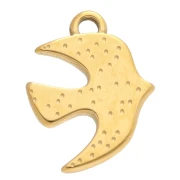 Ciondolo a forma di uccello inciso 20x16 mm - Acciaio inossidabile 304 Dorato x1