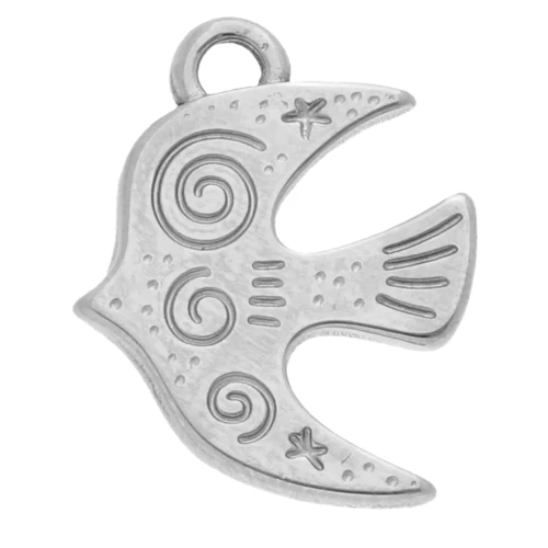 Ciondolo con uccello inciso 20x16 mm - acciaio inossidabile 304 x1