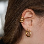 Bracciale per orecchio - Bague d'oreille large triple anneaux 17x13 mm - Acciaio inossidabile 304 Dorato x1