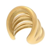 Bracciale per orecchio - Bague d'oreille large triple anneaux 17x13 mm - Acciaio inossidabile 304 Dorato x1