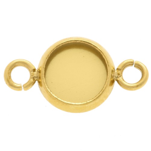 Distanziatore a crimpare per cabochon a fondo piatto da 6 mm - Acciaio inox 304 Dorato x1