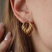 Orecchini design 25x19 mm - Acciaio inossidabile 304 Dorato x2