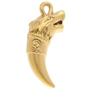 Pendente a forma di dente e testa di tigre 27x11 mm - Acciaio inossidabile 304 Dorato x1