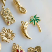 Pendente a forma di dente e testa di tigre 27x11 mm - Acciaio inossidabile 304 Dorato x1