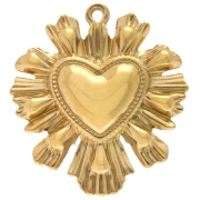 Ex-voto pendente a forma di cuore 37x33 mm - Acciaio inossidabile 304 Dorato x1