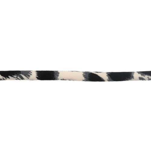 Cordoncino in tessuto rotondo da 5 mm - stampa leopardo - Beige - Grigio - Nero x1m