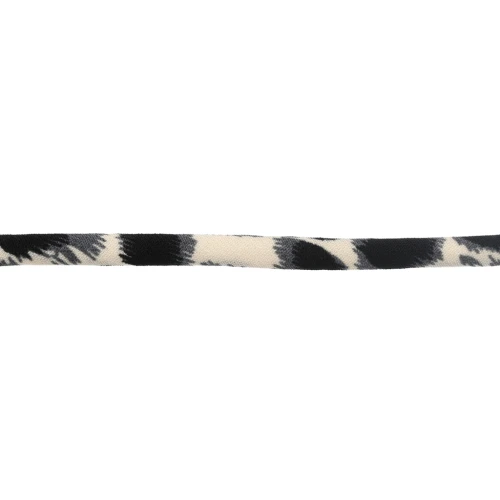 Cordoncino in tessuto rotondo da 5 mm - stampa leopardo - Beige - Grigio - Nero x1m