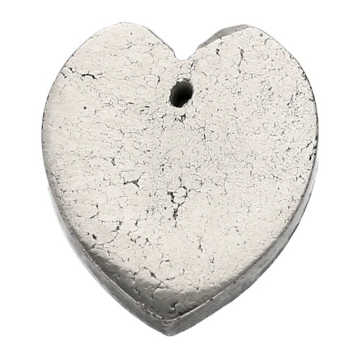Pendente in pietra semipreziosa a cuore piatto 18x16 mm - Pirite x1