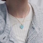 Pendente in pietra semipreziosa a cuore piatto 18x16 mm - Pirite x1