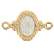 Regalo - Distanziatore ovale 22x13mm - Acciaio inox 304L Dorato - Brillantini bianchi