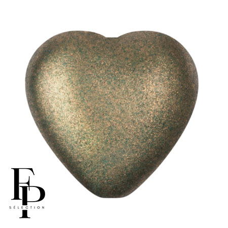 Perla di vetro a cuore 16x15 mm - Verde bronzo x1