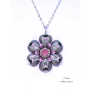 Perla di vetro a cuore 16x15 mm - Grigio bronzo x1