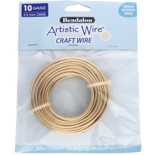 Filo di ottone Artistic Wire 2,5 mm - grezzo con trattamento anti-ossidazione x 7,6 m