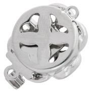 Chiusura a fiore a clip da 14 mm con imitazione di madreperla - Bronzo bianco x1