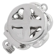 Chiusura a fiore a clip da 14 mm con imitazione di madreperla - Bronzo bianco x1