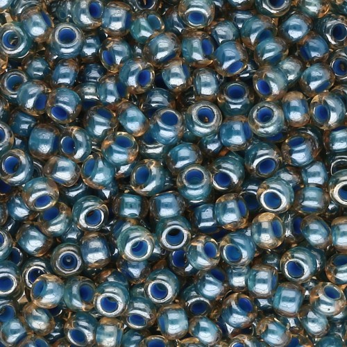 Preciosa Perla rocaille 8/0 - 3 mm - Light Topaz Lined Blue Sfinx x20g