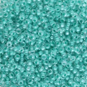Preciosa perla rocaille 11/0 2 mm - Crystal Lined Green Sfinx x20g