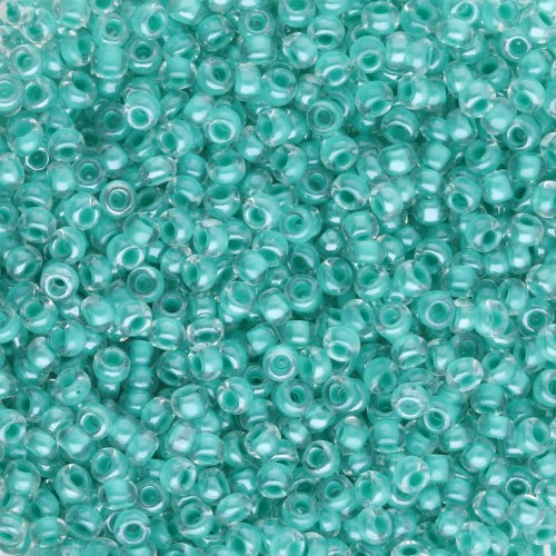 Preciosa perla rocaille 11/0 2 mm - Crystal Lined Green Sfinx x20g