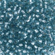 Preciosa rocaille 8/0 3 mm - Solgel - Blue Green 2, cristallo tinto con rivestimento argentato, 20 g
