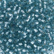 Preciosa rocaille 8/0 3 mm - Solgel - Blue Green 2, cristallo tinto con rivestimento argentato, 20 g