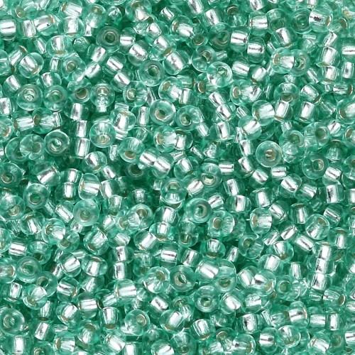 Rockery 11/0 2 mm - Solgel - Cristallo verde 2 tinta argento x20g